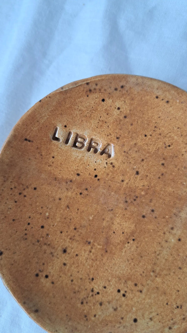 Libra zodiac sign bowl - ocher yellow with black dots