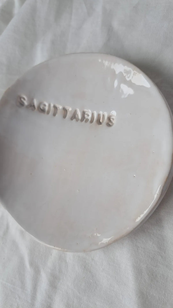 Sagittarius zodiac sign bowl - white glossy