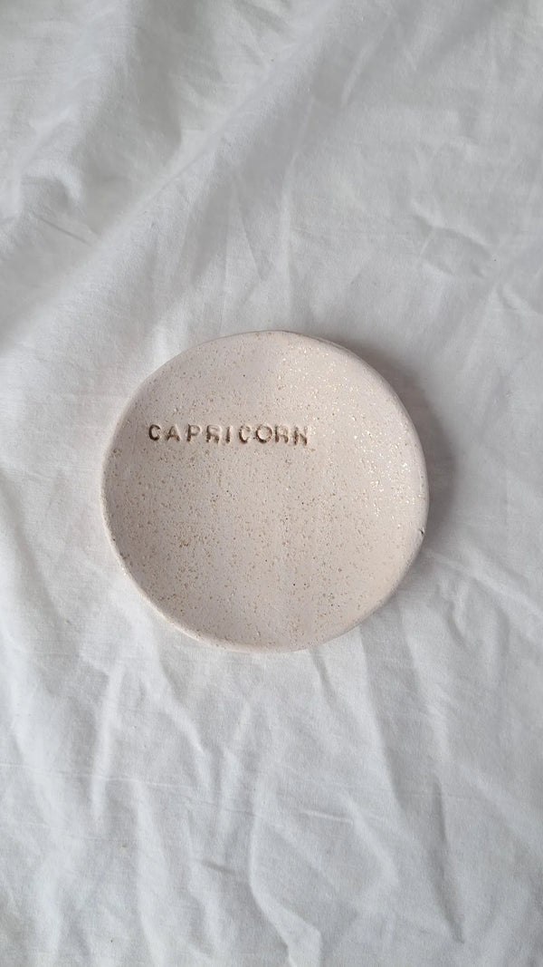 Capricorn zodiac sign bowl - white shimmering